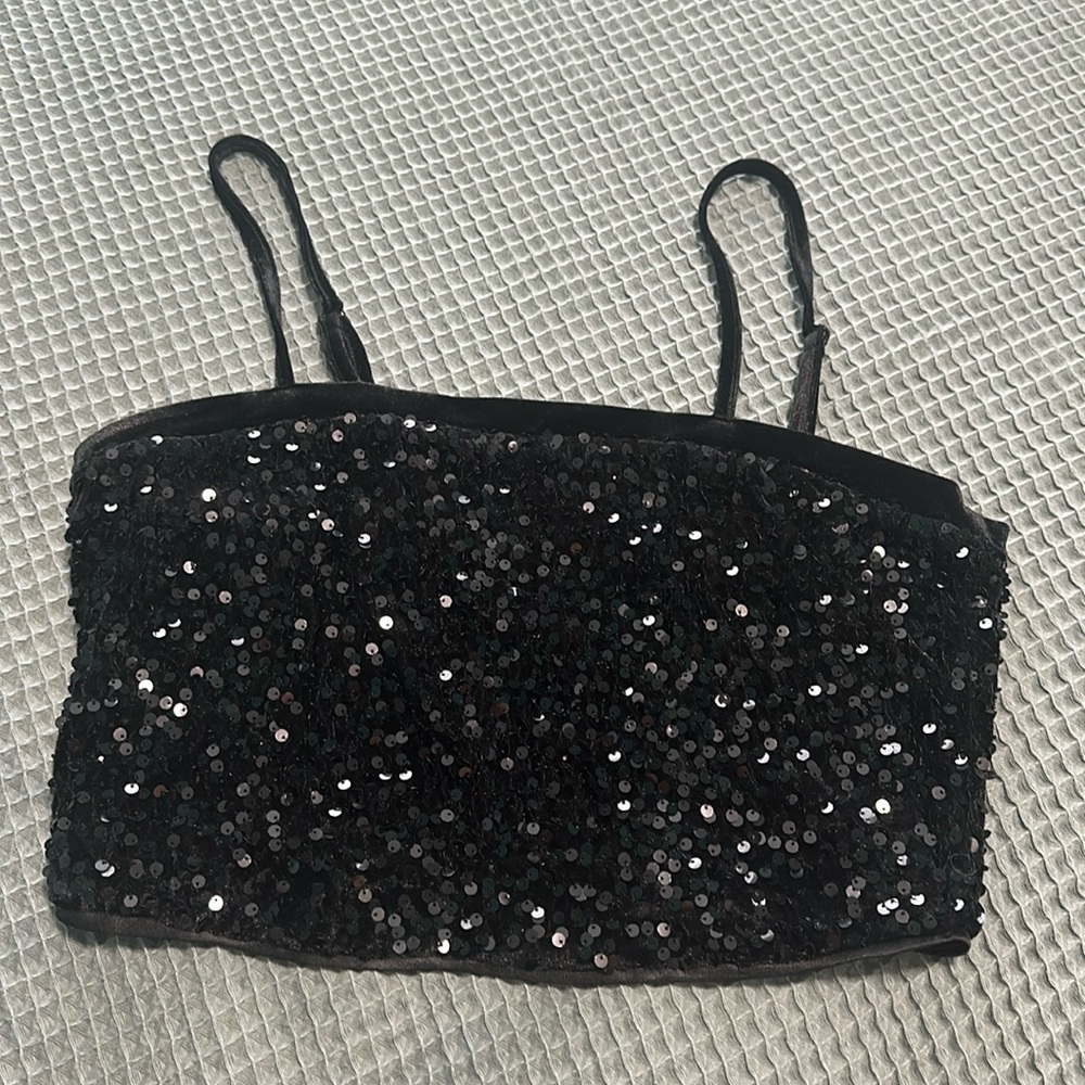 Velvet and sequins halter top